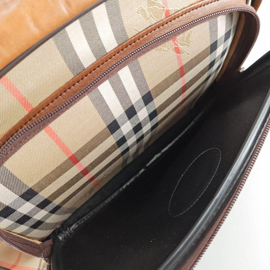 BURBERRY Hand Bag Tote Purse Mini Boston Nova Check Nylon Leather Beige Brown