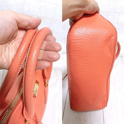 BURBERRY Hand Bag Tote Purse Leather Light Pink Orange Authentic