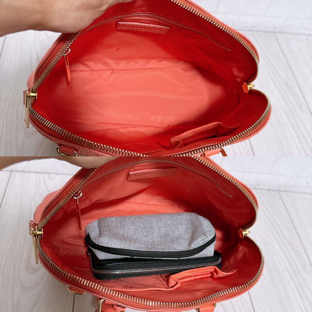 BURBERRY Hand Bag Tote Purse Leather Light Pink Orange Authentic