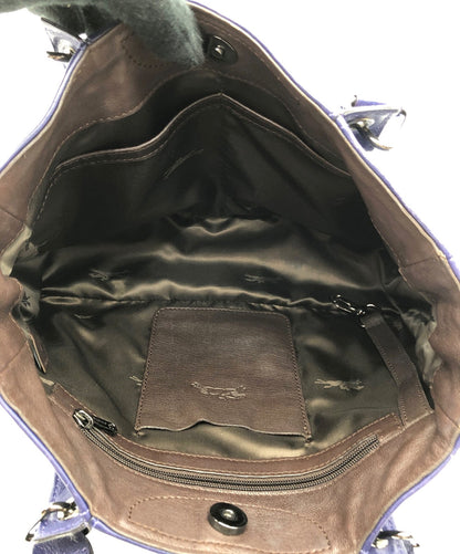 Longchamp Hand Shoulder Bag Tote Purse 2way Leather Navy Authentic