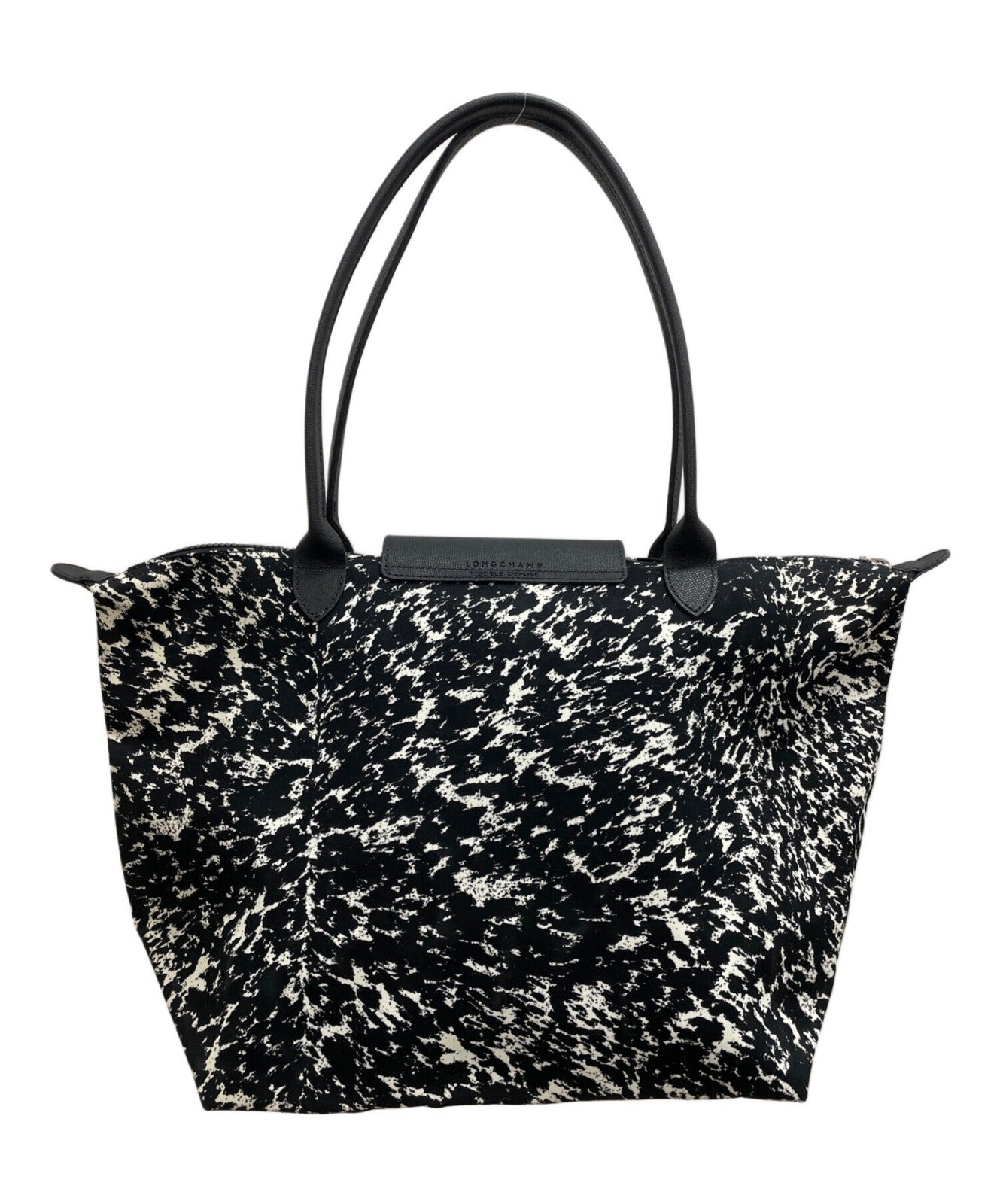 Longchamp Hand Bag Tote Purse Le Pliage White Black Authentic