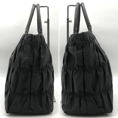 PRADA Hand Bag Tote Purse Nylon Leather Black Authentic