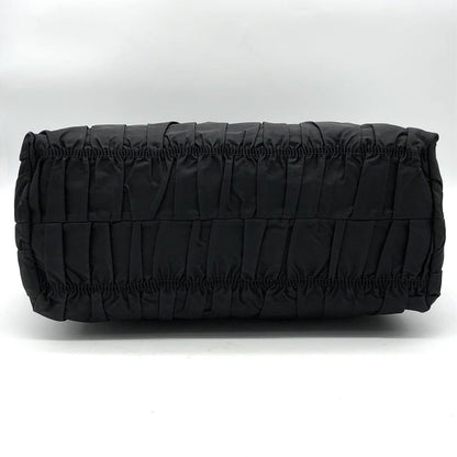 PRADA Hand Bag Tote Purse Nylon Leather Black Authentic