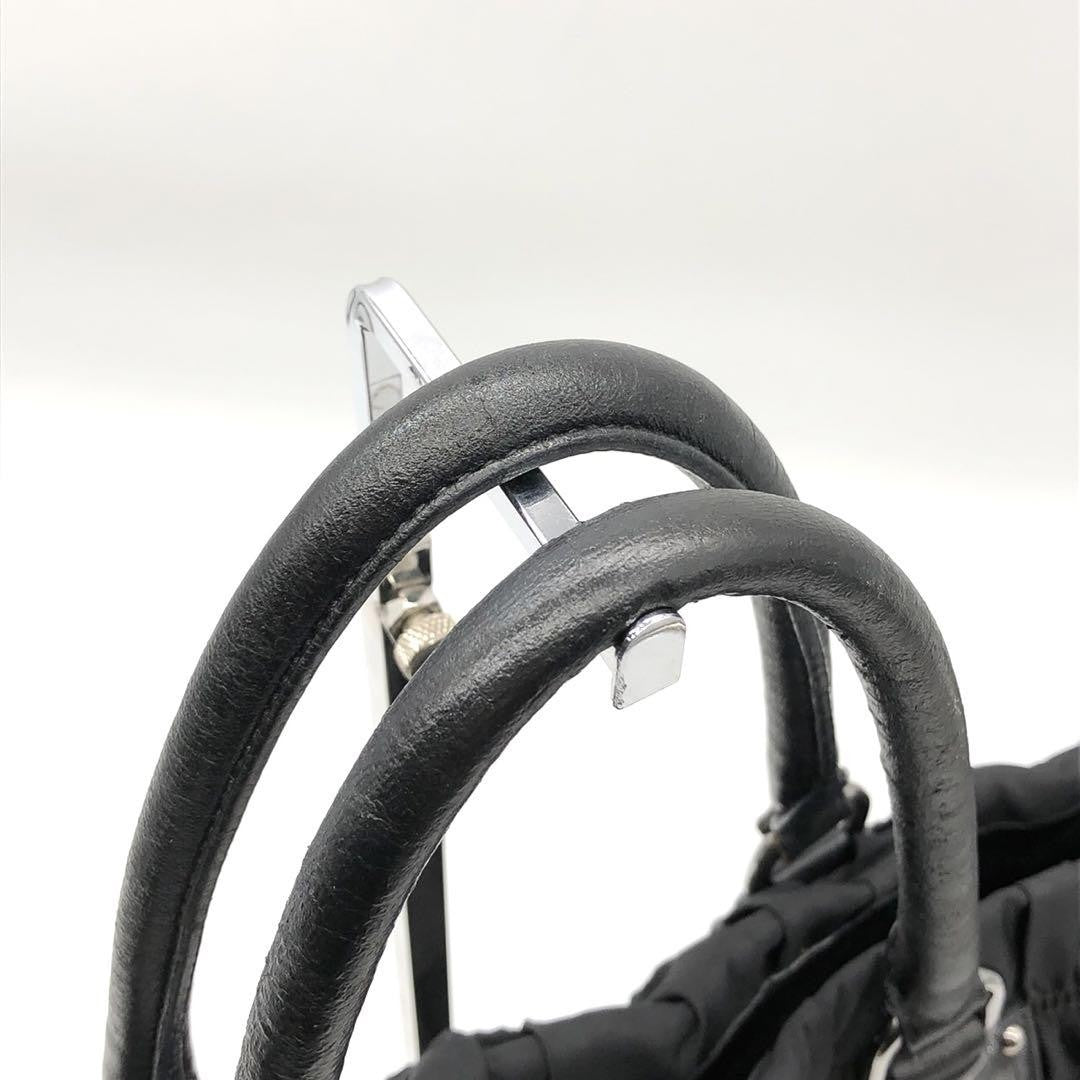 PRADA Hand Bag Tote Purse Nylon Leather Black Authentic