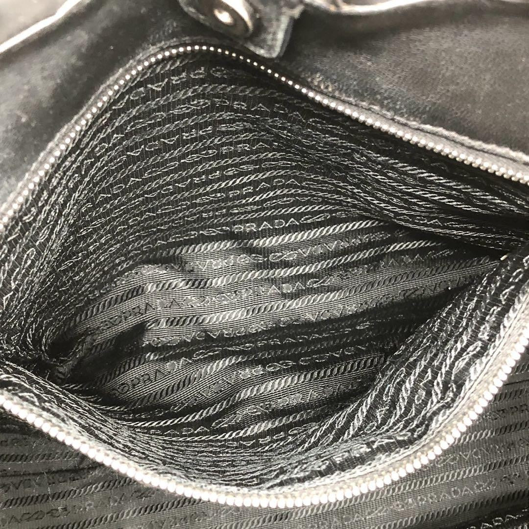 PRADA Hand Bag Tote Purse Nylon Leather Black Authentic