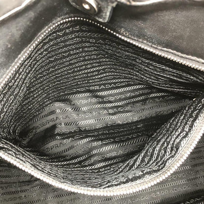 PRADA Hand Bag Tote Purse Nylon Leather Black Authentic