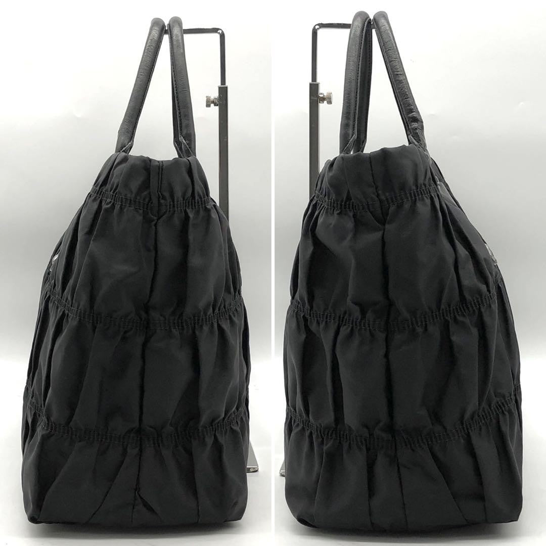 PRADA Hand Bag Tote Purse Nylon Leather Black Authentic