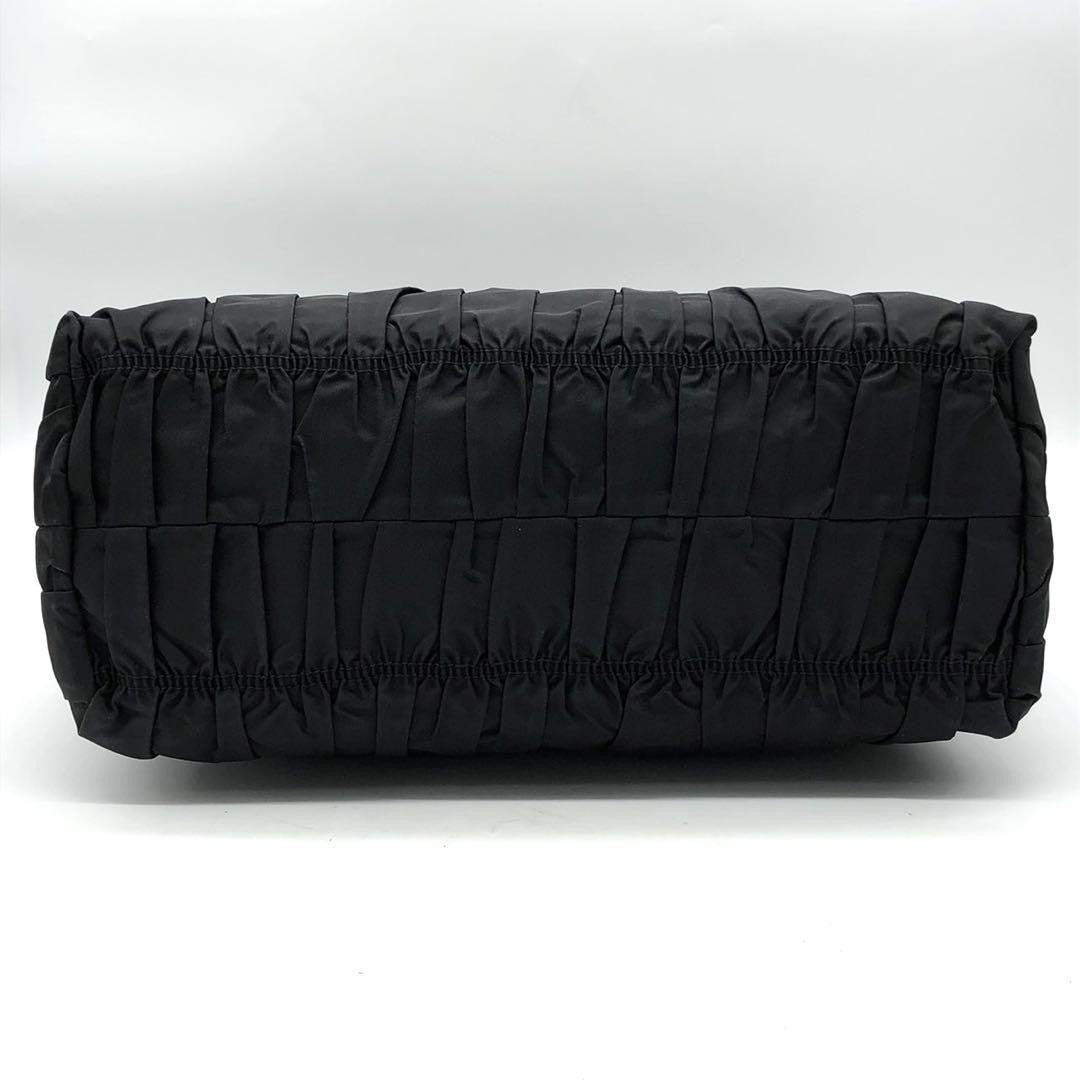 PRADA Hand Bag Tote Purse Nylon Leather Black Authentic
