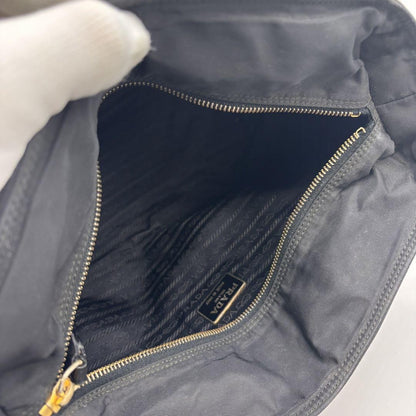 PRADA Shoulder Bag Purse Logo Chain Nylon Black Authentic