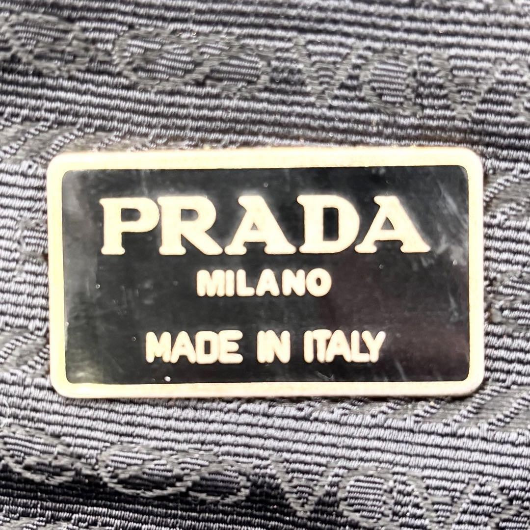 PRADA Shoulder Bag Purse Logo Chain Nylon Black Authentic