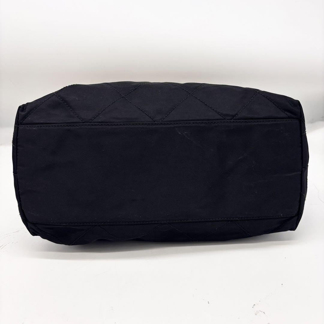 PRADA Shoulder Bag Purse Logo Chain Nylon Black Authentic