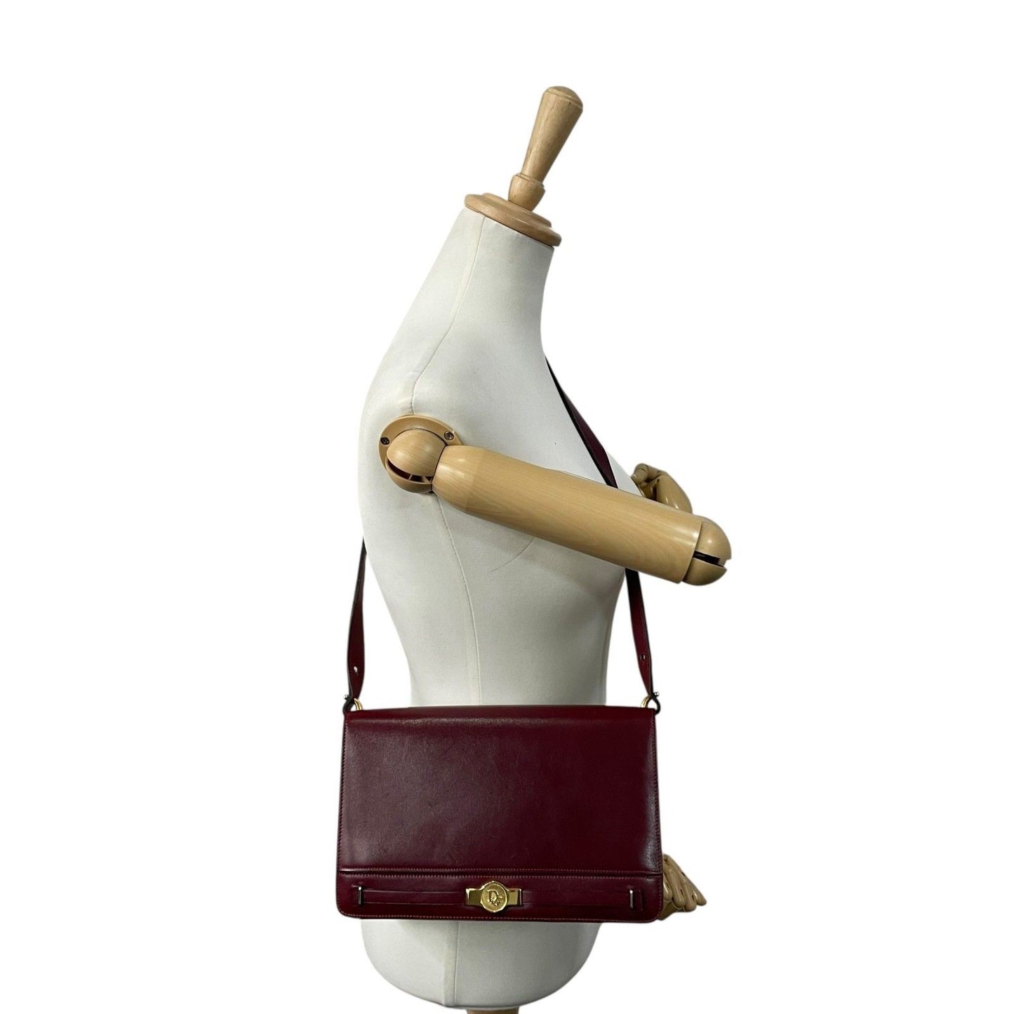 Christian Dior Shoulder Bag Purse Logo Leather Wine Red Authentic