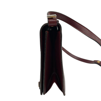 Christian Dior Shoulder Bag Purse Logo Leather Wine Red Authentic