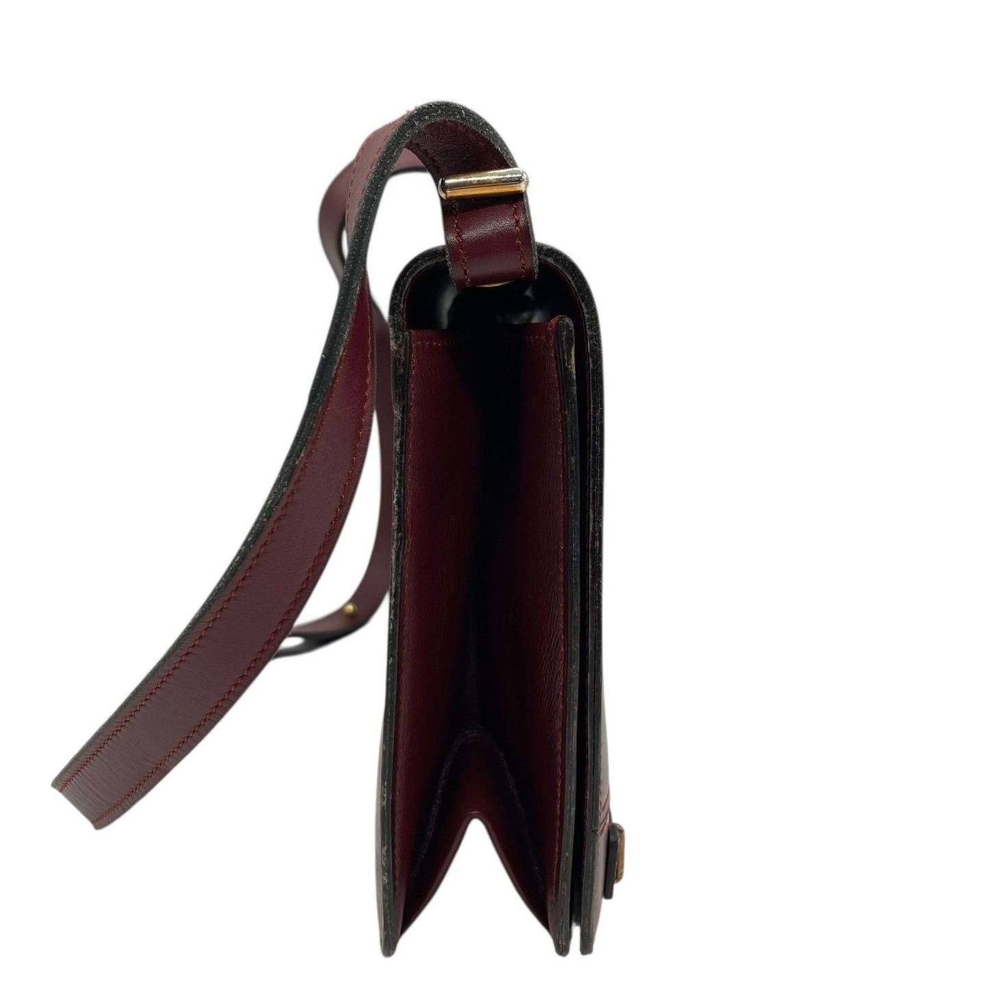 Christian Dior Shoulder Bag Purse Logo Leather Wine Red Authentic