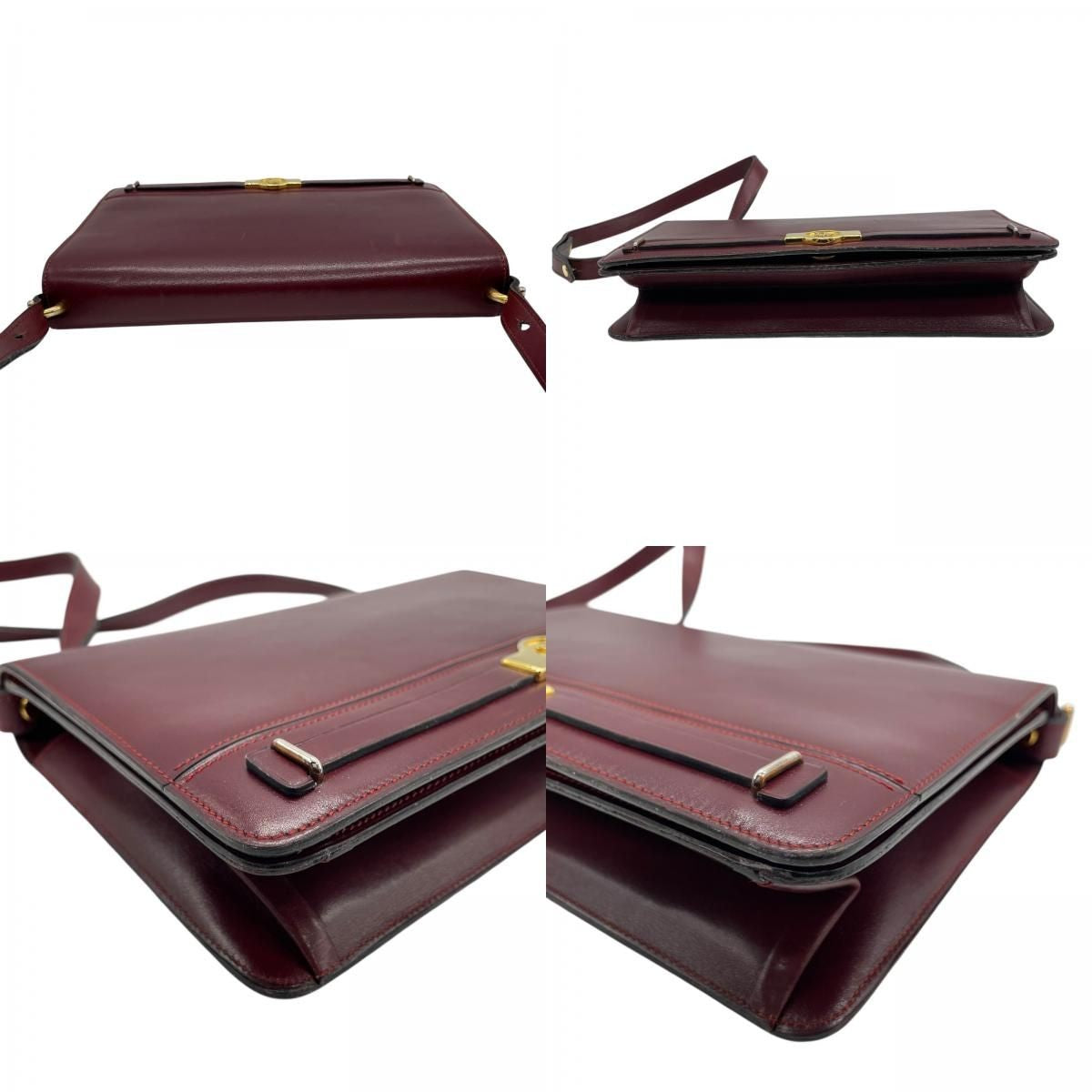 Christian Dior Shoulder Bag Purse Logo Leather Wine Red Authentic