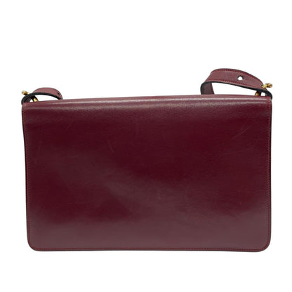 Christian Dior Shoulder Bag Purse Logo Leather Wine Red Authentic