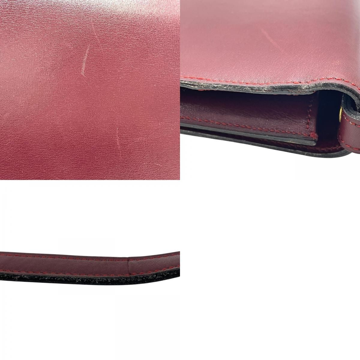 Christian Dior Shoulder Bag Purse Logo Leather Wine Red Authentic