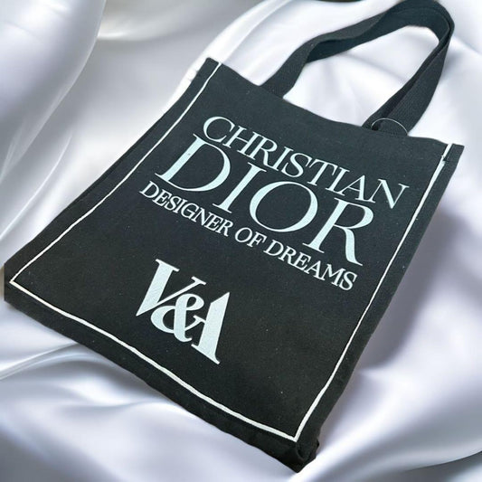 Christian Dior V&A Hand Bag Tote Purse Novelty Tote Black Authentic