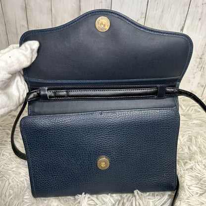 Christian Dior Shoulder Bag Purse CD Leather Navy Authentic
