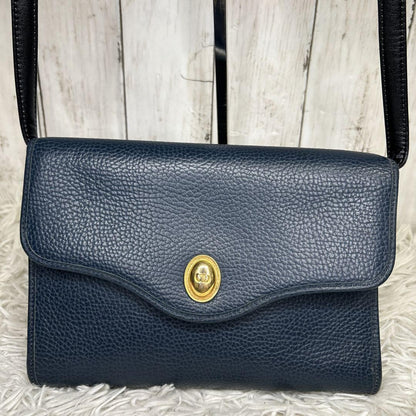 Christian Dior Shoulder Bag Purse CD Leather Navy Authentic