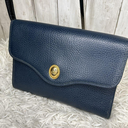 Christian Dior Shoulder Bag Purse CD Leather Navy Authentic