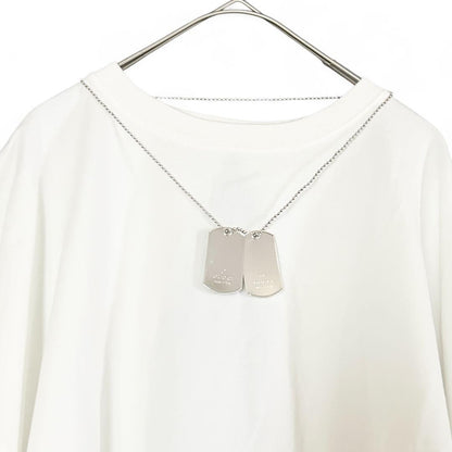 GUCCI Necklace Pendant Double Tag Plate Ball Chain Silver 925 Unisex Accessory