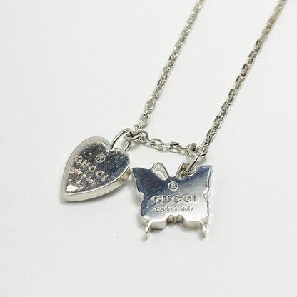 GUCCI Necklace Pendant Butterfly Heart Silver 925 Unisex Accessory Authentic