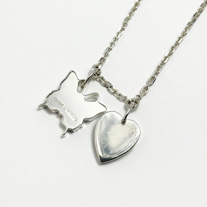 GUCCI Necklace Pendant Butterfly Heart Silver 925 Unisex Accessory Authentic