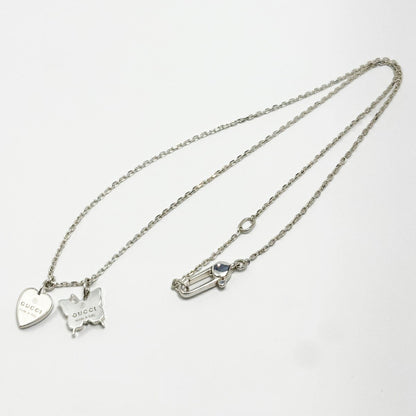 GUCCI Necklace Pendant Butterfly Heart Silver 925 Unisex Accessory Authentic