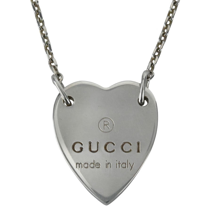 GUCCI Necklace Pendant Heart Ag925 Sterling Silver Unisex Accessory Authentic