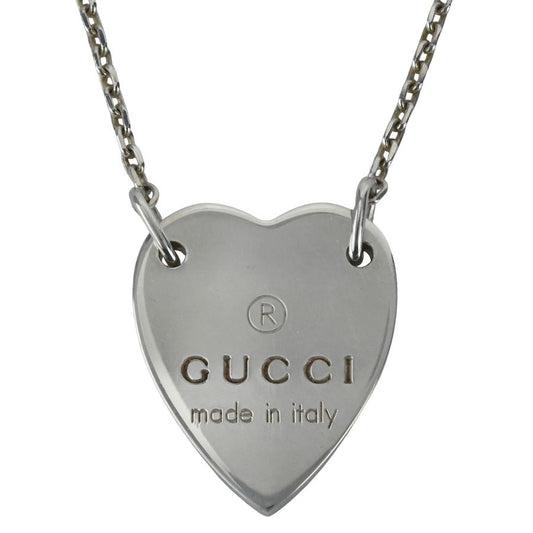 GUCCI Necklace Pendant Heart Ag925 Sterling Silver Unisex Accessory Authentic