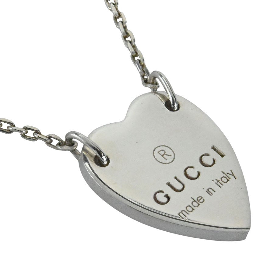 GUCCI Necklace Pendant Heart Ag925 Sterling Silver Unisex Accessory Authentic