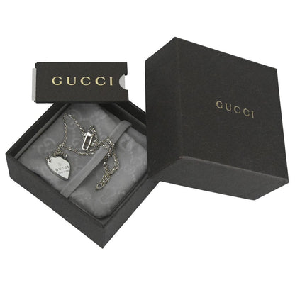 GUCCI Necklace Pendant Heart Ag925 Sterling Silver Unisex Accessory Authentic