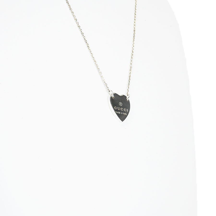 GUCCI Necklace Pendant Heart Ag925 Sterling Silver Unisex Accessory Authentic