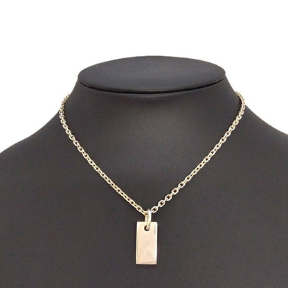GUCCI Necklace Pendant Plate Logo Silver 925 Unisex Accessory Authentic