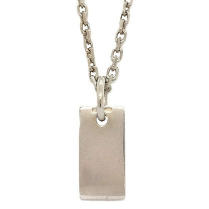 GUCCI Necklace Pendant Plate Logo Silver 925 Unisex Accessory Authentic
