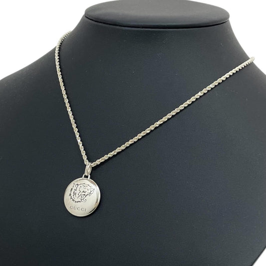 GUCCI Necklace Pendant Blind for Love Tiger Silver AG925 Unisex Accessory Auth