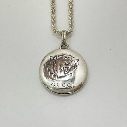 GUCCI Necklace Pendant Blind for Love Tiger Silver AG925 Unisex Accessory Auth