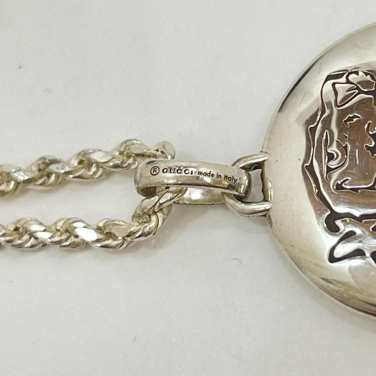 GUCCI Necklace Pendant Blind for Love Tiger Silver AG925 Unisex Accessory Auth