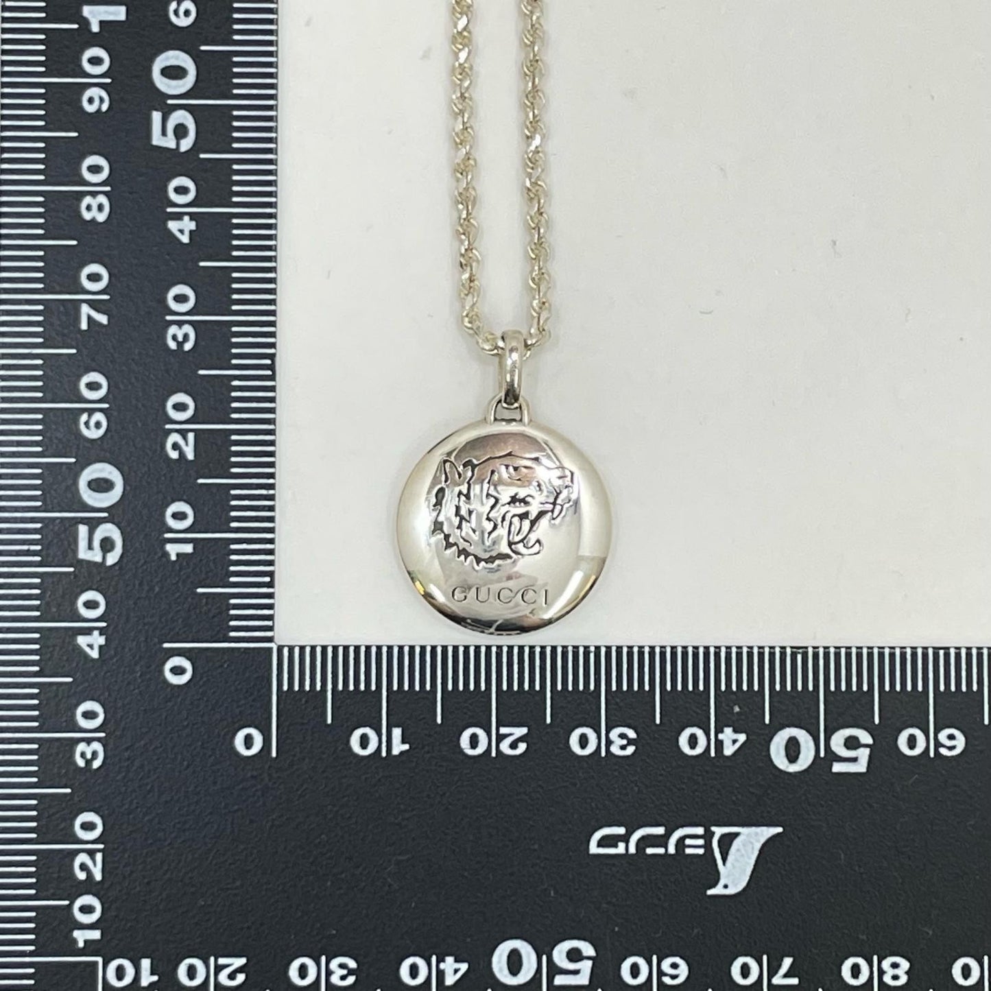 GUCCI Necklace Pendant Blind for Love Tiger Silver AG925 Unisex Accessory Auth