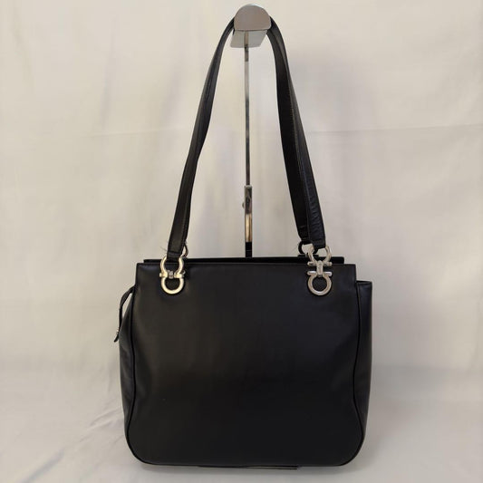 Salvatore Ferragamo Hand Bag Tote Purse Gancini Leather Authentic