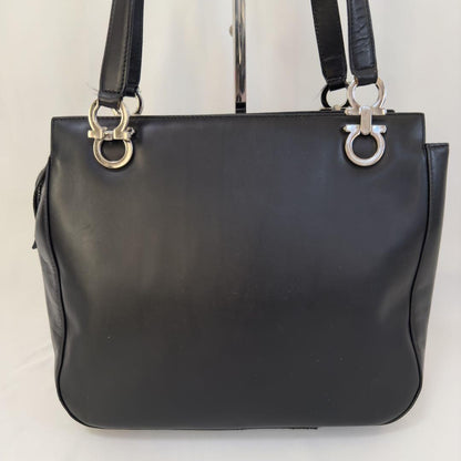 Salvatore Ferragamo Hand Bag Tote Purse Gancini Leather Authentic