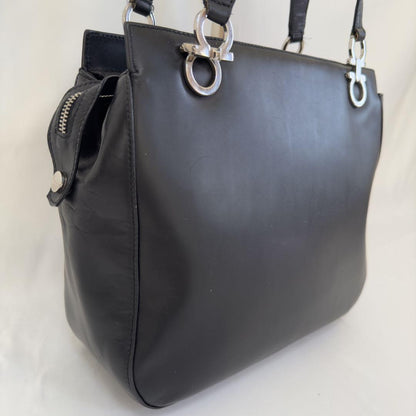 Salvatore Ferragamo Hand Bag Tote Purse Gancini Leather Authentic