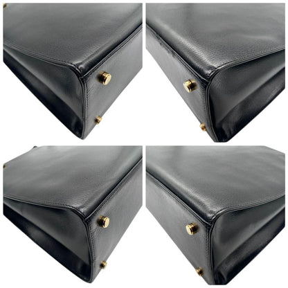 Salvatore Ferragamo Shoulder Bag Purse Gancini Leather Black Authentic