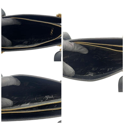 Salvatore Ferragamo Shoulder Bag Purse Gancini Leather Black Authentic