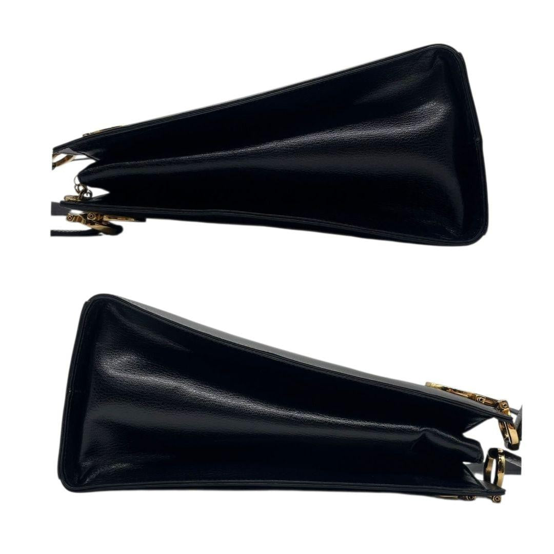 Salvatore Ferragamo Shoulder Bag Purse Gancini Leather Black Authentic