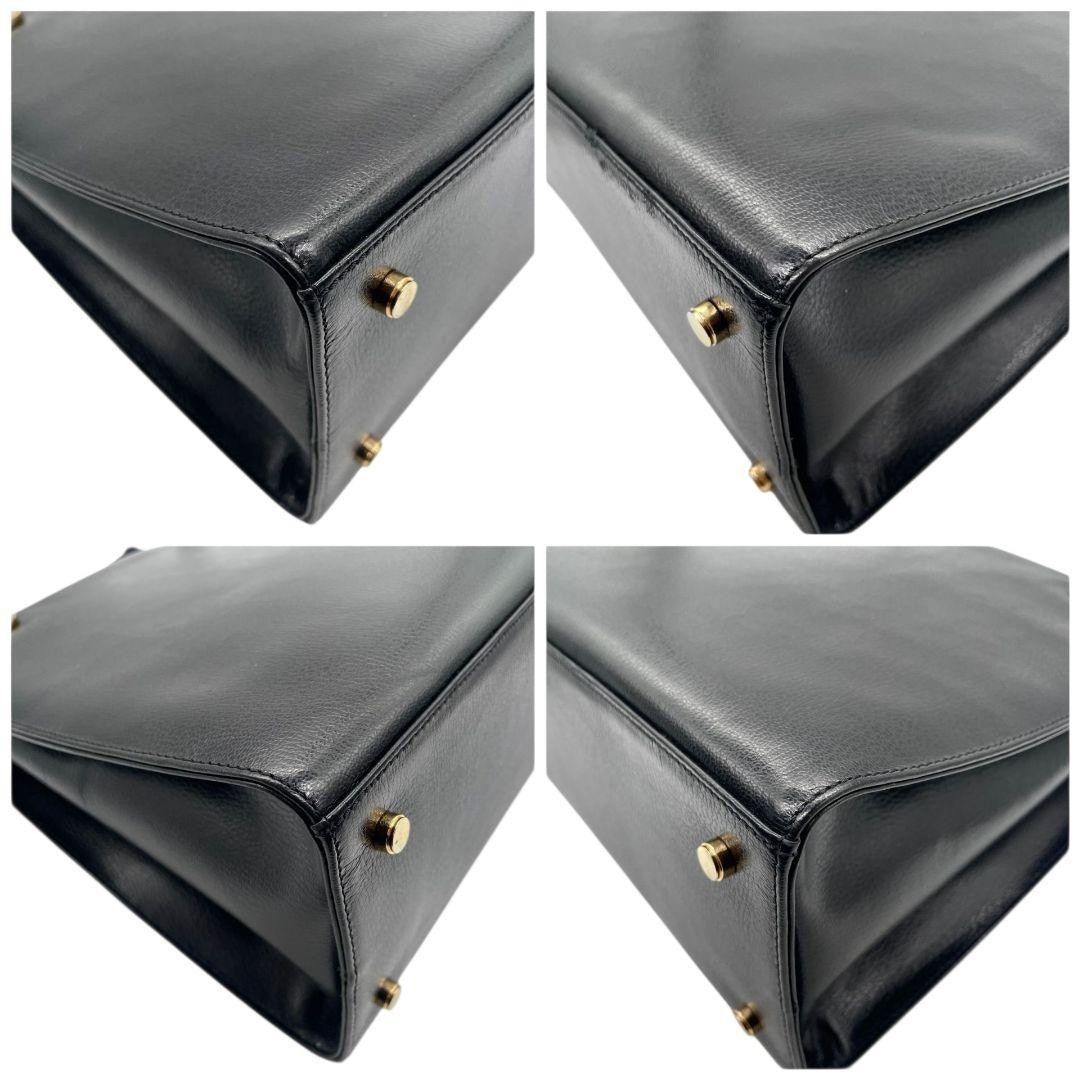 Salvatore Ferragamo Shoulder Bag Purse Gancini Leather Black Authentic