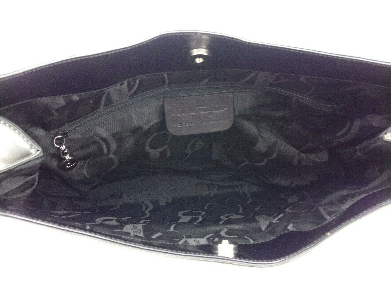 Salvatore Ferragamo Shoulder Bag Purse Vara Black Authentic
