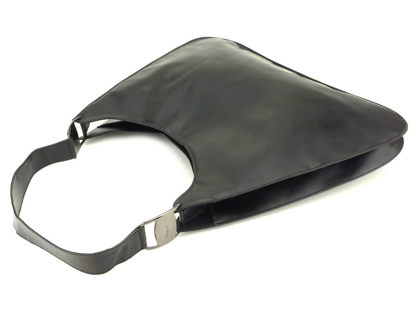 Salvatore Ferragamo Shoulder Bag Purse Vara Black Authentic