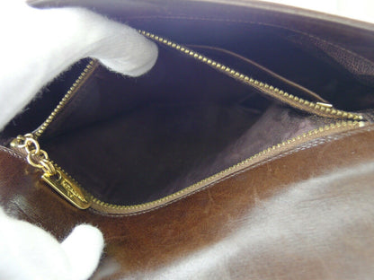 Salvatore Ferragamo Shoulder Bag Purse Logo Brown Authentic